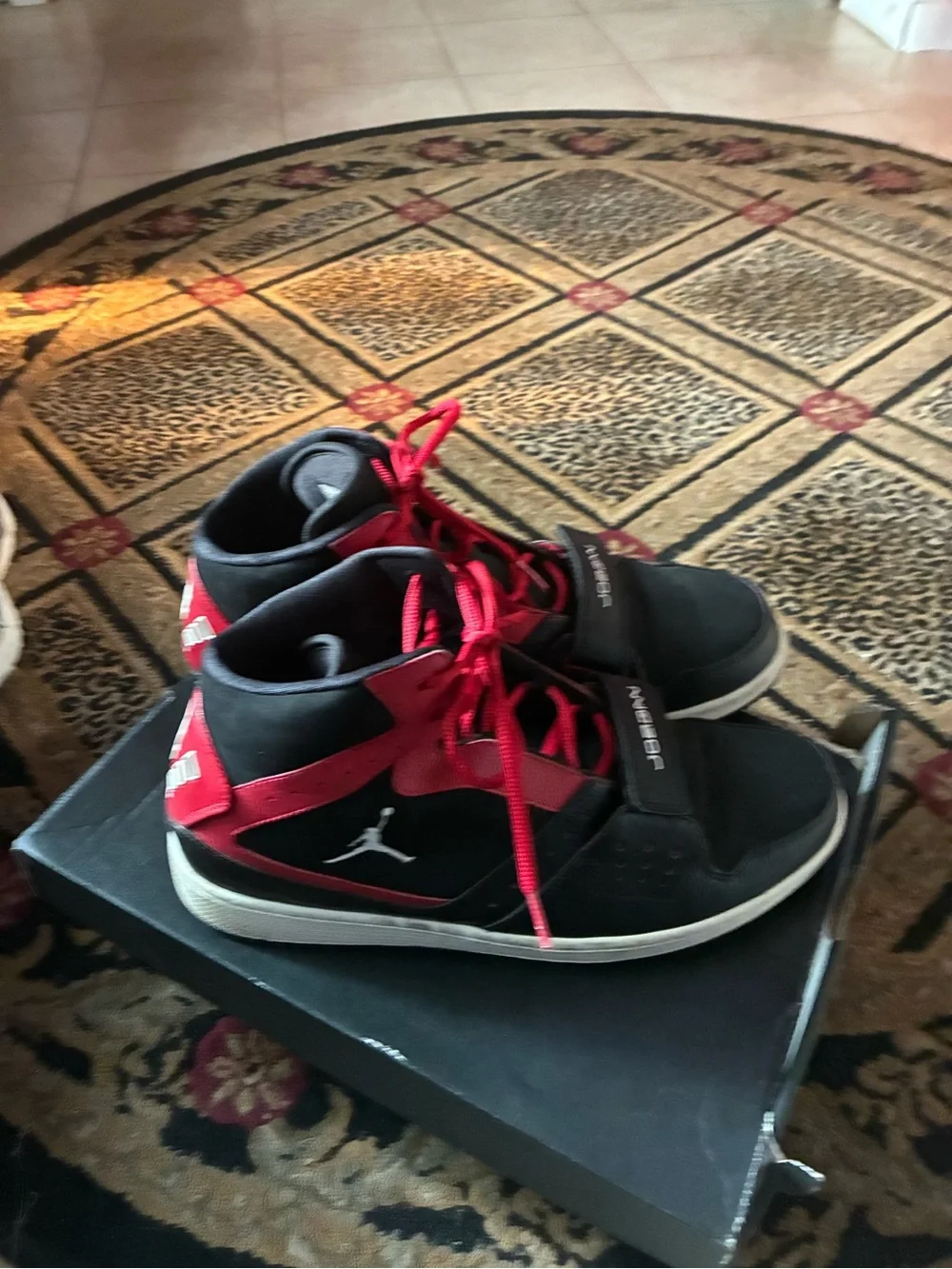Jordan Men’s Black and Red High-Top Athletic Sneakers